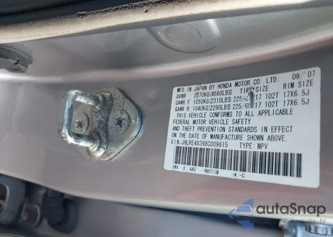 2008 Honda Cr-V Lx z USA, uszkodzony, nr VIN JHLRE48398C009615